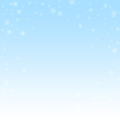 Sparse glowing snow Christmas background. Subtle f
