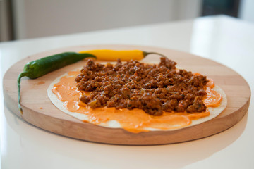 Delicious tortillas on kitchen table