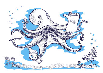 Octopus, cuttlefish, coleoidea is the smartest molluscs. - 295260419