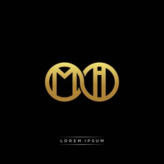 MI initial letter linked circle capital monogram logo modern template silver color version
