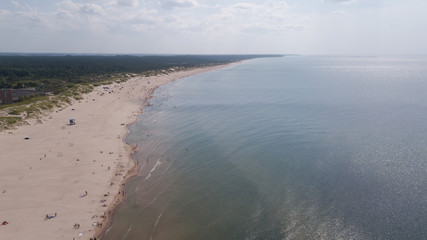 Fototapeta na wymiar Baltic Sea coast beach Ventspils Kurzeme aerial drone top view
