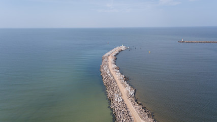 Harbor Ventspils Latvia Aerial view of countryside drone top view