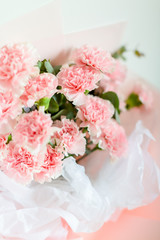Beautiful carnation bouquet on white background