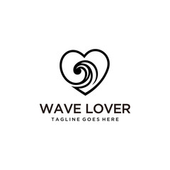abstract Water wave Logo Template with heart sign