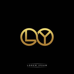 LY initial letter linked circle capital monogram logo modern template silver color version