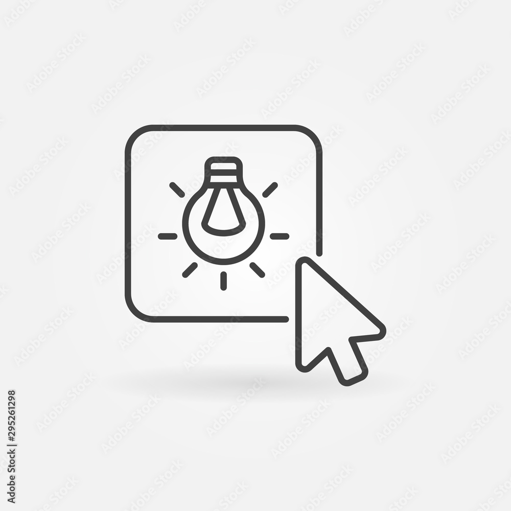 Poster click on smart light bulb button outline vector icon