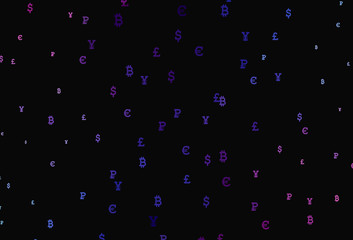 Fototapeta na wymiar Dark Pink, Blue vector background with financial symbols.