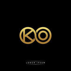 KO initial letter linked circle capital monogram logo modern template silver color version