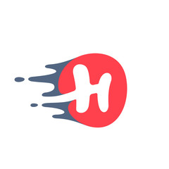 Letter H logo with fast speed water, fire, energy lines.