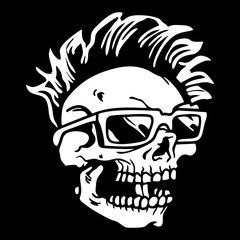 skull retro,vintage,detail hand drawing