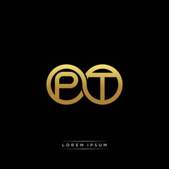 PT initial letter linked circle capital monogram logo modern template silver color version