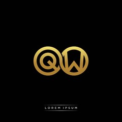 QW initial letter linked circle capital monogram logo modern template silver color version