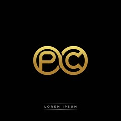 PC initial letter linked circle capital monogram logo modern template silver color version