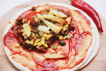 Delicious tortillas on kitchen table