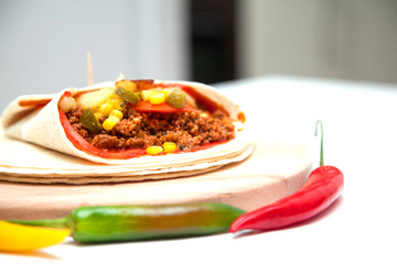 Delicious tortillas on kitchen table