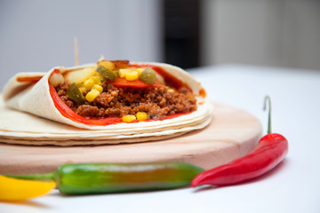 Delicious tortillas on kitchen table