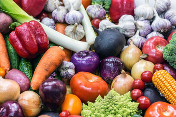 autumn harvest of different vegetables and root crops. background of vegetables.