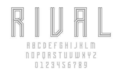 Set of alphabets font letters and numbers modern abstract design with lines vector illustration