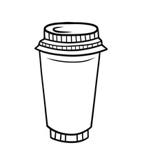 Hand drawn paper coffee cup isolated on a white. Sketch. Coffee to go concept. Vector illustration.