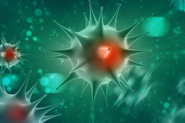 3d rendering Virus bacteria cells background