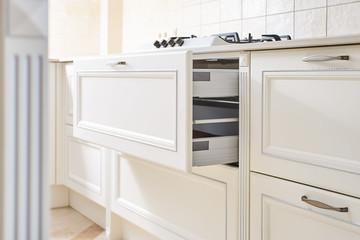 Storage system of drawers in the kitchen