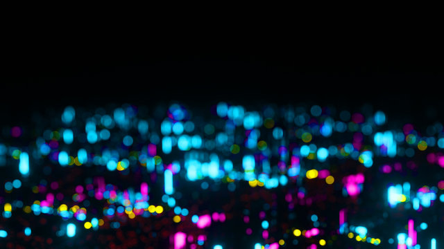 3D rendered composition with blured city lights.