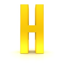 letter H gold sign alphabet capital character 3d font text isolated on white