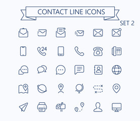 Contact line mini icons set 2. Editable stroke. 24x24 grid. Pixel Perfect. - 295265845