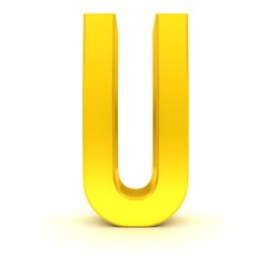 letter U gold sign alphabet capital character 3d font text isolated on white © Anja