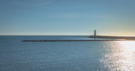 Fototapeta na wymiar view of the marina exit of Agde, France