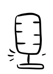 Mic, Microphone, Sound, Show. Illustration Hand Drawn Brush. Flat, Icon, Sign, Logo, Symbol, Object, Graphic Design, Element, Background, Print.