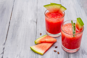 Fresh juice of watermelon, smoothie, cocktail. Sweet summer dessert healthy food concept