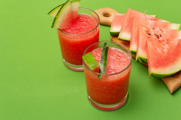 Fresh juice of watermelon, smoothie, cocktail. Sweet summer dessert healthy food concept