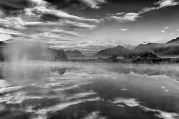 Fototapeta premium Awesome sunrise over the lake, Italy landscape