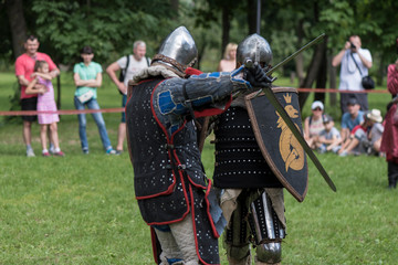 Reconstruction of the battle of medieval knights
