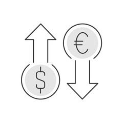Currency exchange linear illustration on white background. Editable stroke