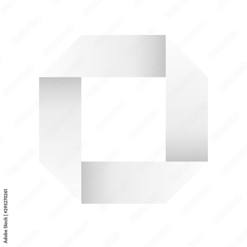 Wall mural paper white infinite ribbon loop folded in a shape of square. 3d-like vector symbol. modern icon des