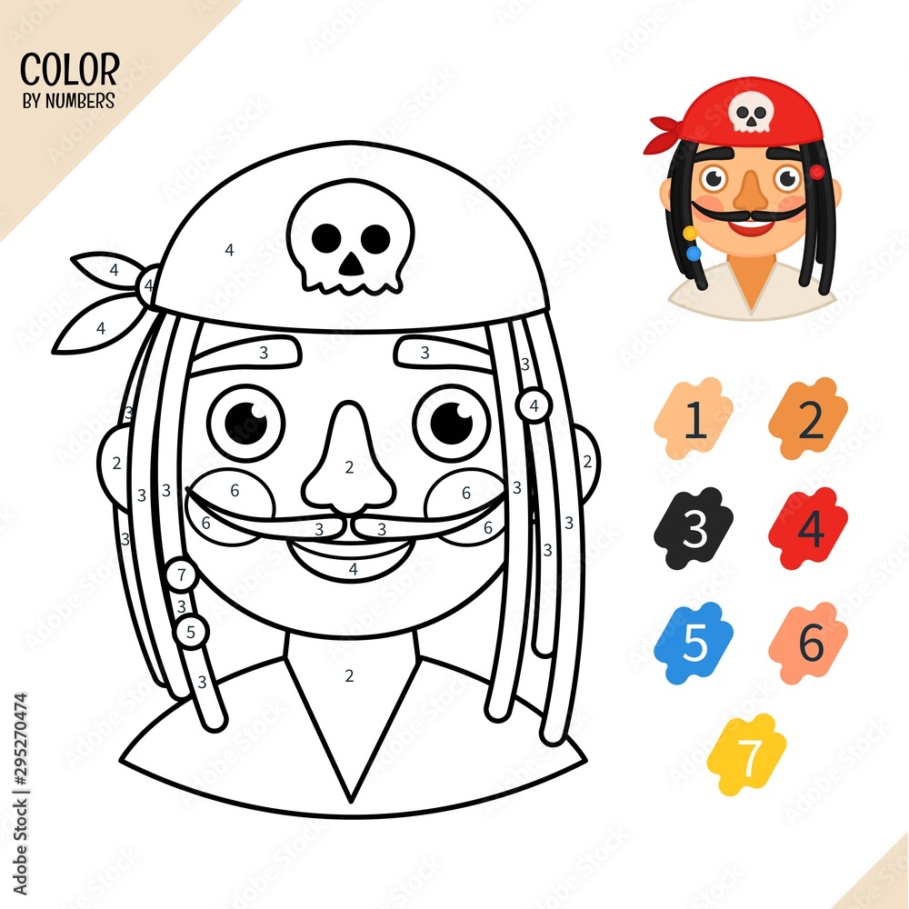 Wall mural Coloring book for children. Cartoon illustration of cute pirate.