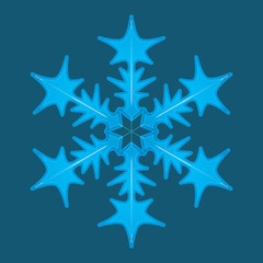 Neon snowflake illustration. Winter blue isolate icon silhouette