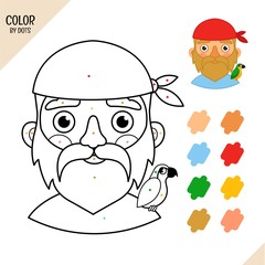 Coloring book for children. Cartoon illustration of cute pirate.