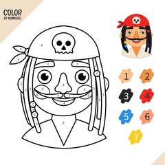 Coloring book for children. Cartoon illustration of cute pirate.