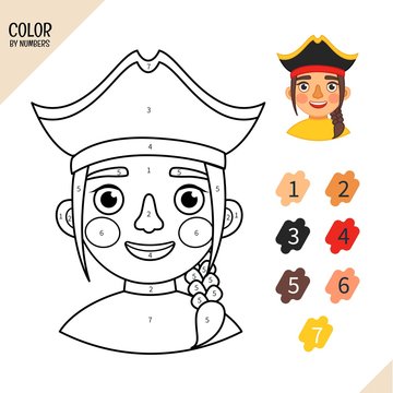 Coloring book for children. Cartoon illustration of cute pirate.