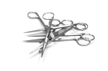 Surgery instruments isolated on white background