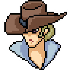 vector pixel art cowboy