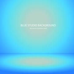 Blue abstract background. Studio, room. Smooth gradient for the banner. Vector illustration, month of fight against prostate cancer