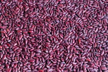 Large, dark beans are rich in protein, good for vegetarians.  Laid out throughout the space, is the background.
