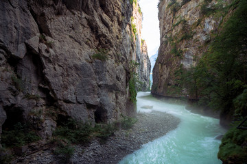 Inside the Aare Gorge, a section of the river Aare that carves through a limestone ridge.