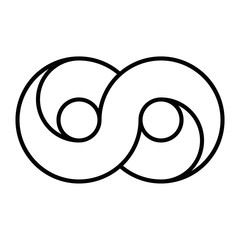 Black outline infinity symbol icon. Concept of infinite, limitless and endless. Simple flat vector design element