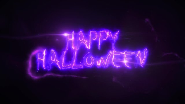 Happy Halloween Scary Background Clip/ 4k animation of a happy halloween holidays animation with scary typography and magic trick ray fx