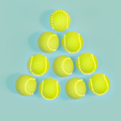 Christmas and New year concept with tennis balls top view.